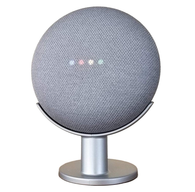 Mount Genie Pedestal for Nest Mini (2nd Gen) and Google Home Mini (1st Gen) | Improves Sound and Appearance | Cleanest Mount Holder Stand for Mini (Silver) - Image 1